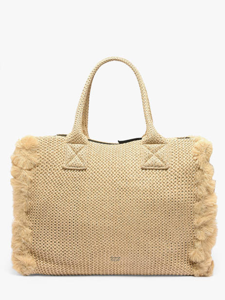 Handtas Logo Shopper Raphia Pinko Beige logo shopper 6673A39Y ander zicht 4