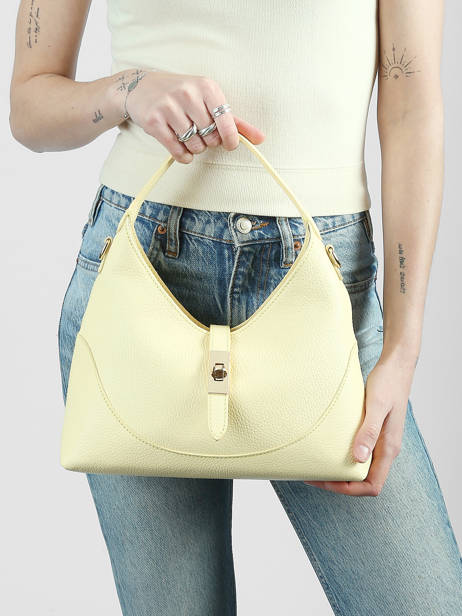Cross Body Tas Caviar Leder Milano Geel caviar CA26022 ander zicht 1