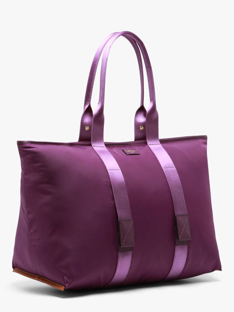 Sac Cabas Zippé L Mistral Rollable Nylon Et Cuir Lancel Violet mistral A13996 vue secondaire 1