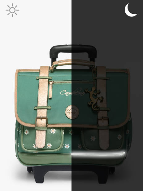 Cartable à Roulettes 2 Compartiments Cameleon Vert vintage fantasy PBVGCR38 vue secondaire 9
