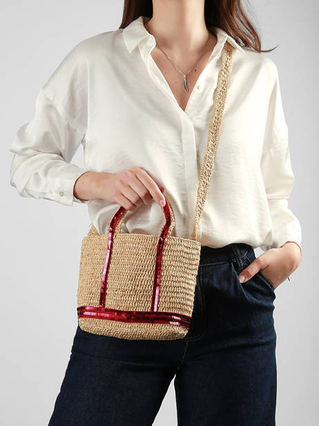 Cross Body Tas Baby Cabas Raffia Pailletten Vanessa bruno Beige cabas raphia 64V40410 ander zicht 1
