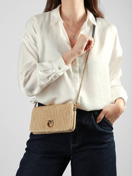Cross Body Tas Love Bag Soft Raphia Pinko Beige love bag soft 6023A391 ander zicht 1