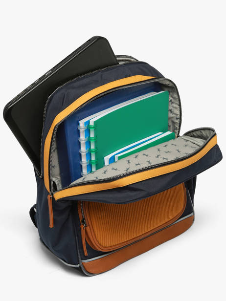 Rugzak 2 Compartimenten Cameleon Blauw vintage urban SO40 ander zicht 4