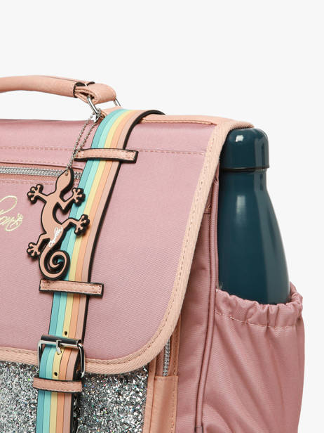 Boekentas Voor Kinderen 2 Compartimenten Vintage Fantasy Cameleon Roze vintage fantasy CA38 ander zicht 4