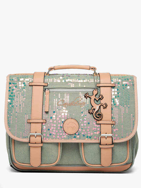 Cartable Enfant 2 Compartiments Cameleon Vert vintage fantasy CA38