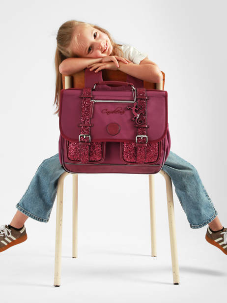 Boekentas Voor Kinderen 2 Compartimenten Cameleon Violet vintage fantasy CA38 ander zicht 2