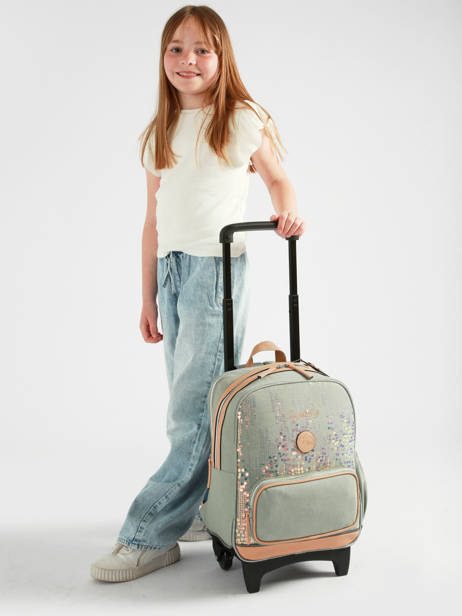 Sac A Dos à Roulettes 2 Compartiments Cameleon Rose vintage fantasy SR40 vue secondaire 1