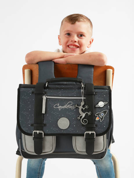Cartable Enfant 2 Compartiments Cameleon Gris vintage urban CA35 vue secondaire 2