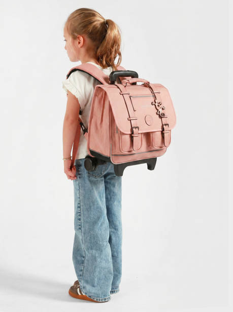 Boekentas Op Wieltjes 2 Compartimenten Cameleon Roze vintage color CR38 ander zicht 2