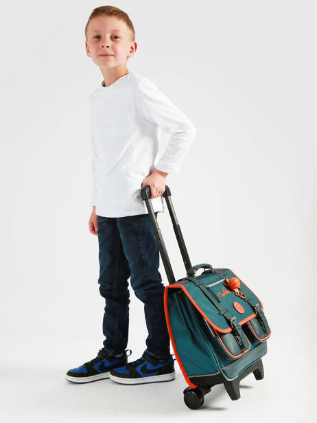 Cartable à Roulettes 2 Compartiments Cameleon Orange vintage urban CR38 vue secondaire 1