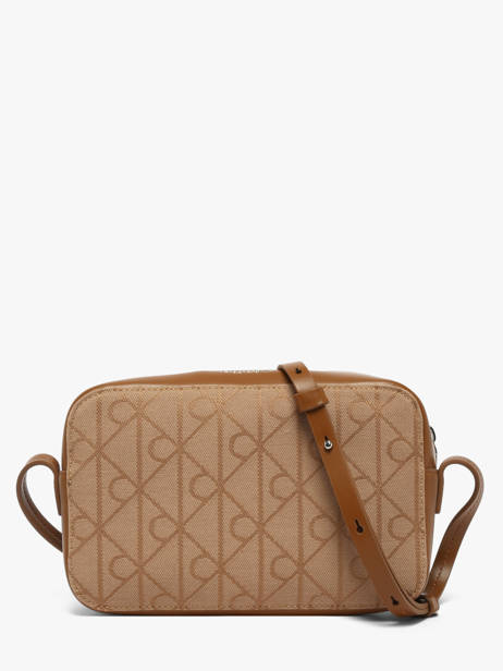 Cross Body Tas Emblem Jacquard Calvin klein jeans Beige emblem jacquard 4F3533G ander zicht 3