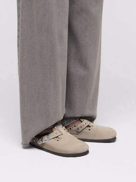 Slippers Boston Rivet Uit Leder Birkenstock Beige women 1030418