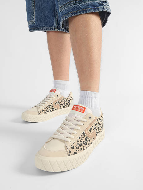 Sneakers Uit Leder Palladium Beige women 94663243 ander zicht 1