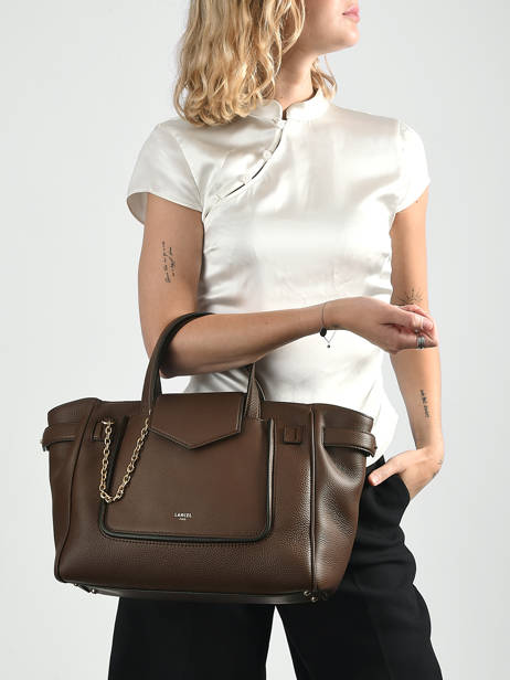 Sac Carryal M Thea Cuir Lancel Marron thea A14222 vue secondaire 1