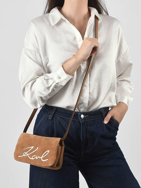 Cross Body Tas K Signature Leder Karl lagerfeld Bruin k signature B3W30016 ander zicht 1