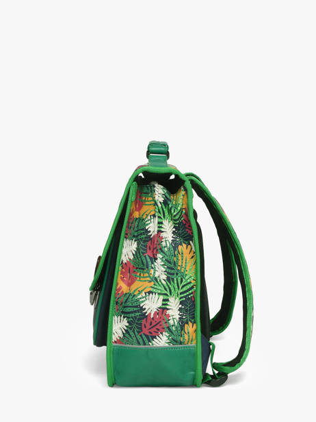 Cartable Enfant 2 Compartiments Cameleon Vert retro CA38 vue secondaire 2