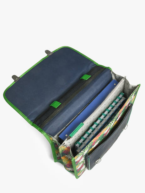 Cartable Enfant 2 Compartiments Cameleon Vert retro CA38 vue secondaire 3