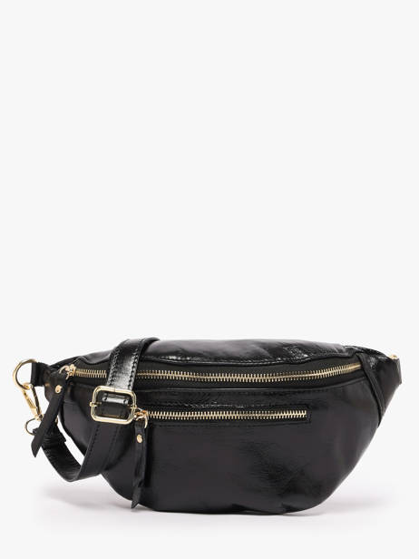 Heuptasje Leder Milano Zwart shiny sauvage SS24119