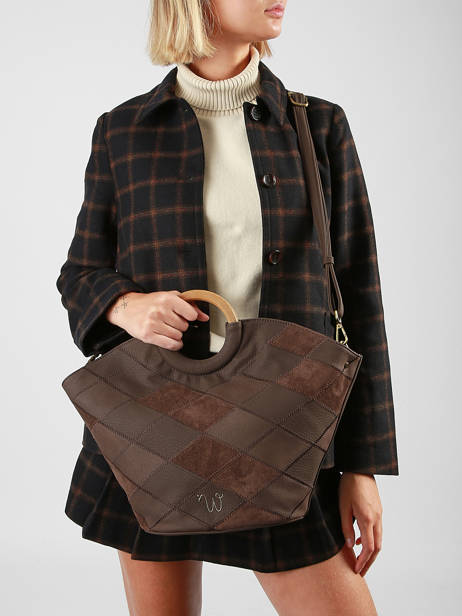 Sac Porté Main Neflier Patchwork Woomen Marron neflier patchwork WNET01 vue secondaire 2
