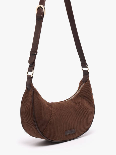 Cross Body Tas Velours Vanessa wu Bruin velours MA3036 ander zicht 1