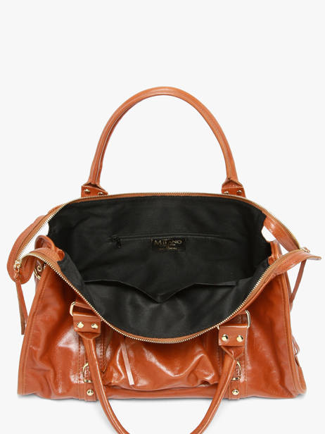 Schoudertas Shiny Sauvage Leder Milano Bruin shiny sauvage SS24095 ander zicht 2