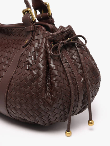 Schoudertas Tresse Leder Gerard darel Bruin tresse DES01478 ander zicht 2
