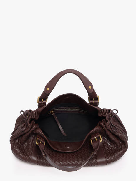 Schoudertas Tresse Leder Gerard darel Bruin tresse DES01478 ander zicht 3