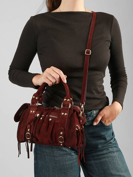Cross Body Tas Velvet Leder Milano Rood velvet VE24093O ander zicht 1