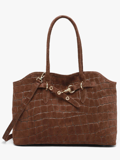 Cabas Velvet Croco Cuir Milano Marron velvet croco CV26063