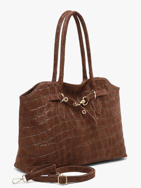 Cabas Velvet Croco Cuir Milano Marron velvet croco CV26063 vue secondaire 1
