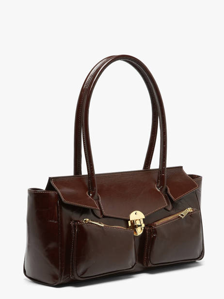 Baguette-tas Shiny Sauvage Leder Milano Bruin shiny sauvage SS26063 ander zicht 1