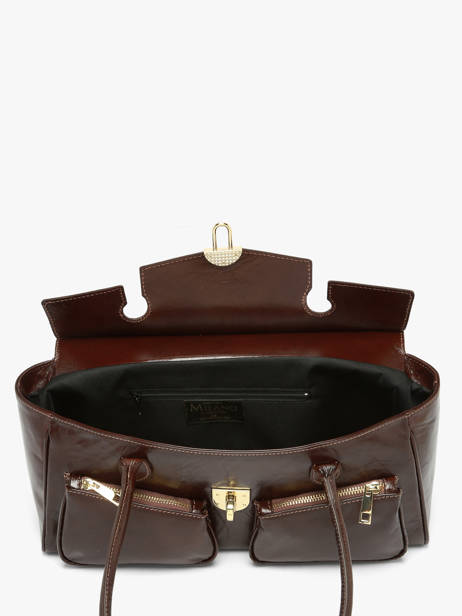 Baguette-tas Shiny Sauvage Leder Milano Bruin shiny sauvage SS26063 ander zicht 2