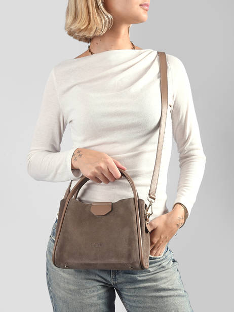 Handtas Suede Ida Leder Lancaster Beige suede ida 100 ander zicht 1
