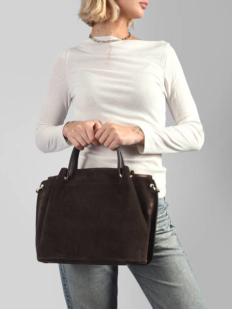 Schoudertas Suede Louisa Leder Lancaster Bruin suede louisa 104 ander zicht 1