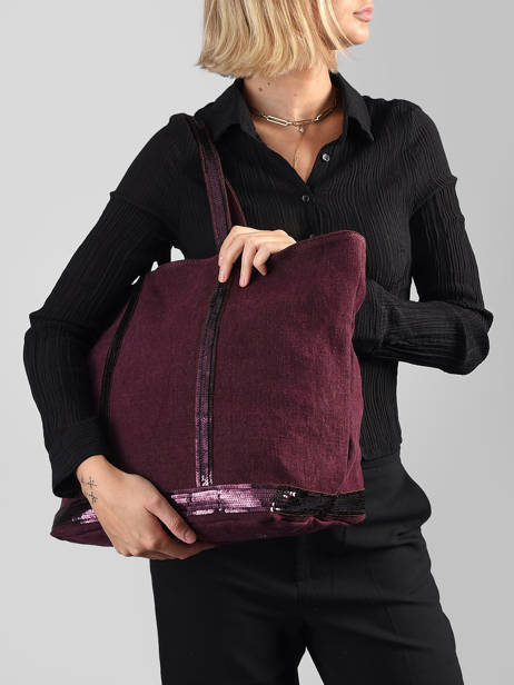 Handtas L Le Cabas Linnen Pailletten Vanessa bruno Violet cabas lin 31V40315 ander zicht 1