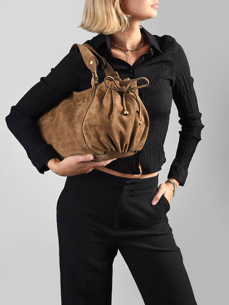 Schoudertas Folk Leder Gerard darel Beige folk DES01407 ander zicht 1
