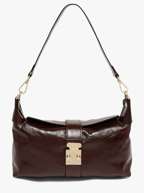 Schoudertas Shiny Sauvage Leder Milano Bruin shiny sauvage SS26064