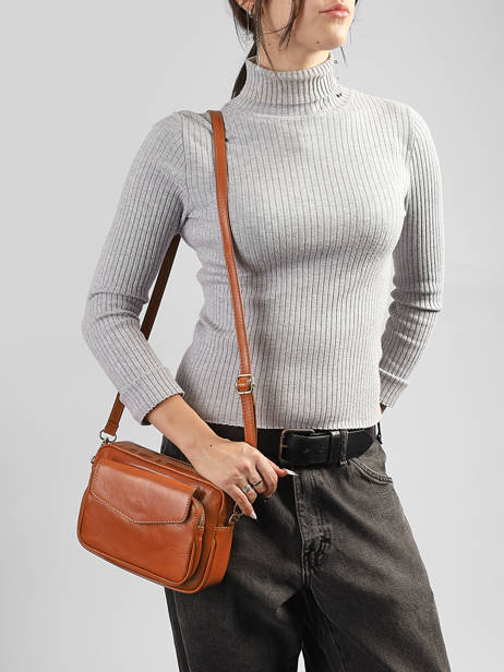 Cross Body Tas Shiny Sauvage Leder Milano Bruin shiny sauvage SS25067 ander zicht 1