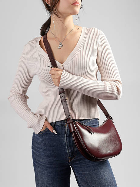 Cross Body Tas Vintage Leder Nat et nin Rood vintage LUNE ander zicht 2
