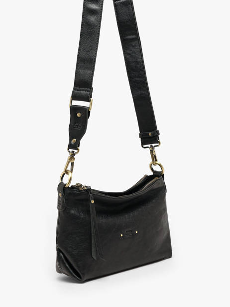 Cross Body Tas Vintage Leder Mila louise Zwart vintage 3864CC ander zicht 1