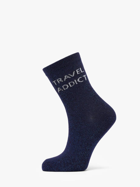 Chaussettes Femme Têtue Long Glitter Pieces Bleu socks women 17162499