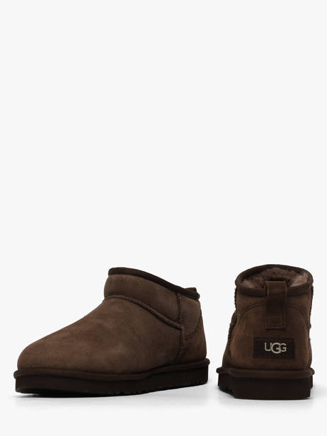 Boots Classic Ultra Mini En Cuir Ugg Marron men 1137391 vue secondaire 1