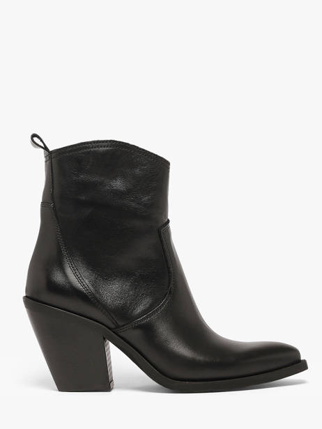 Enkellaarsjes Met Hak Tronchetti Texani Uit Leder Metisse Zwart women XD798