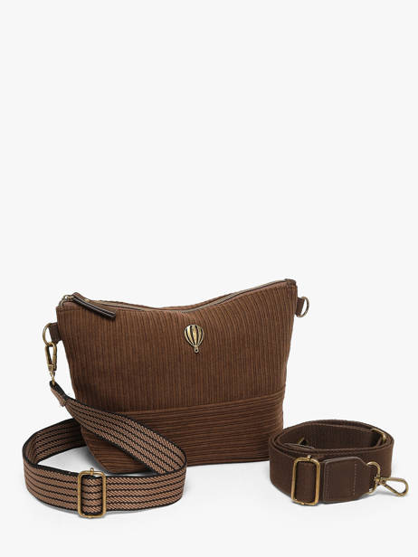 Cross Body Tas Velours Le voyage en panier Bruin velours AHP304 ander zicht 1