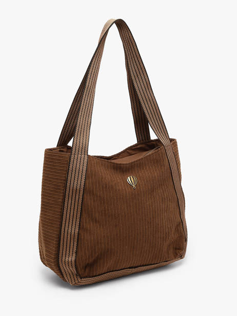 Sac Porté épaule Velours Le voyage en panier Marron velours AHP308 vue secondaire 1