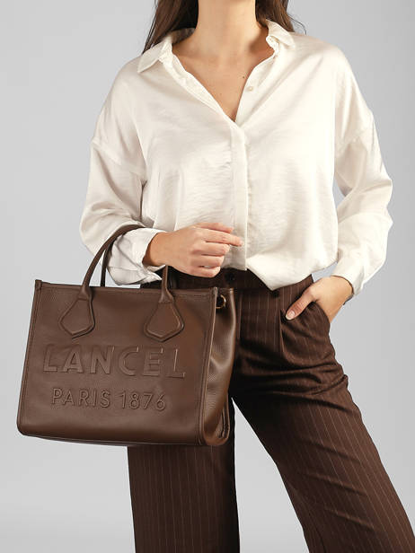 Cabas Zippé M Jour Cuir Lancel Marron jour A12996 vue secondaire 1