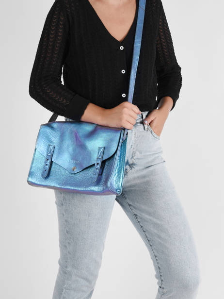 Cross Body Tas L'indispensable Scarabee Leder Paul marius Blauw scarabee INDISSCA ander zicht 1