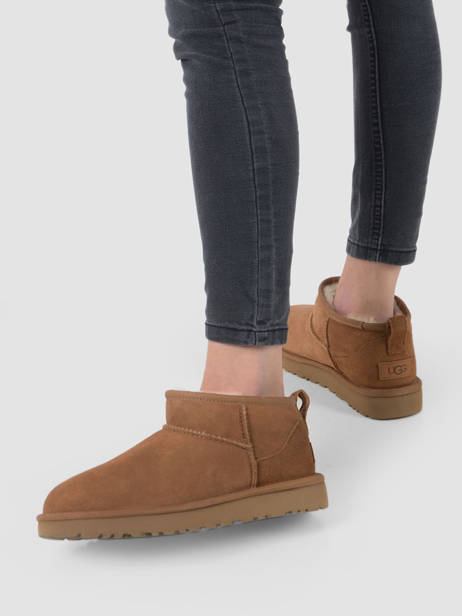 Boots Classic Ultra Mini En Cuir Ugg Marron accessoires 1116109 vue secondaire 2