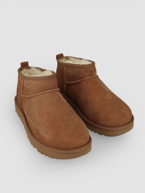 Boots Classic Ultra Mini En Cuir Ugg Marron accessoires 1116109 vue secondaire 4