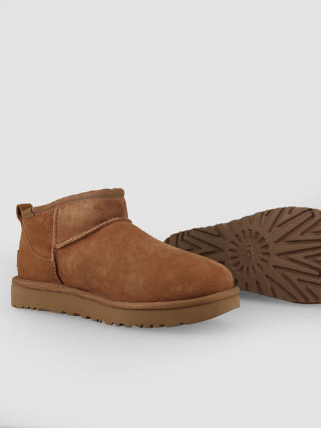 Boots Classic Ultra Mini En Cuir Ugg Marron accessoires 1116109 vue secondaire 3